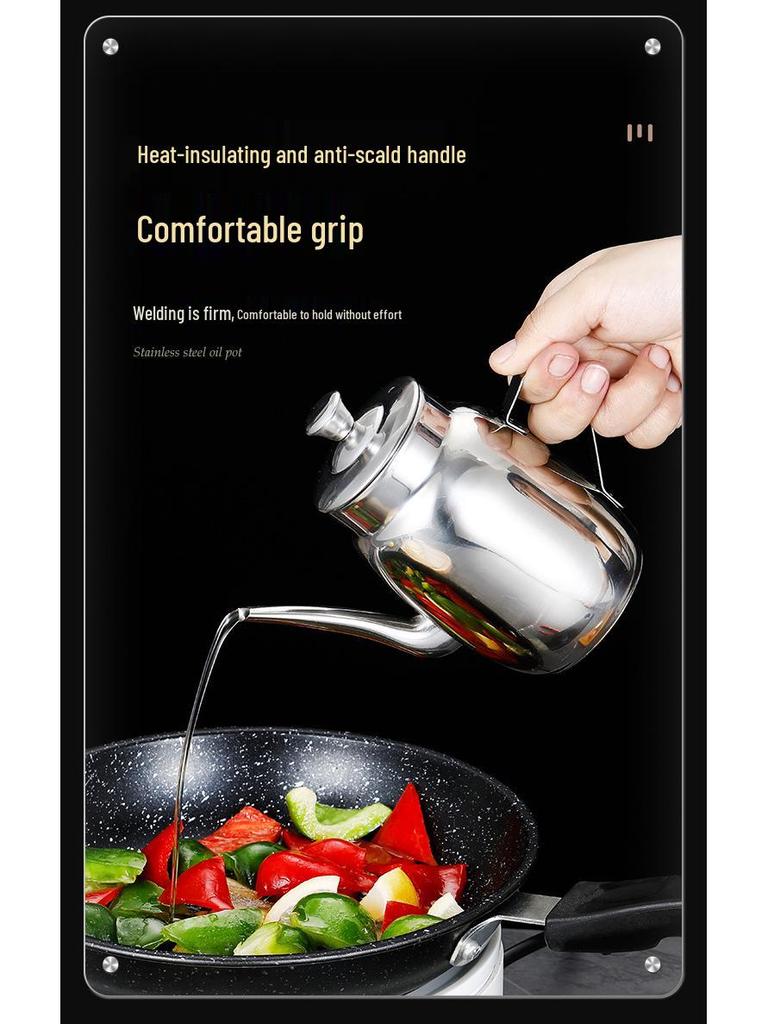 Stainless Steel Oil & Vinegar Pot with Lid for Kitchen & Restaurant Use