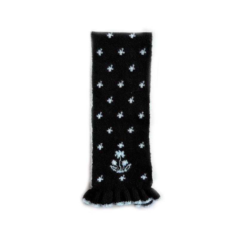 Korean Designer Wool Blended Cartoon Deer Jacquard Knitted Scarf for Women Winter Girly Lace Scarf