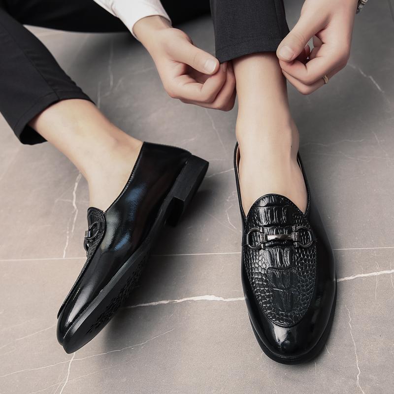 New Fashion Crocodile Pattern Leather Gentleman Stress Shoes Men Business Driving Shoes Loafers Chaussure Party Flats Dress Shoe