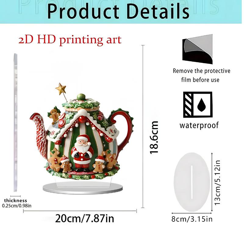 1PC Santa Claus Tabletop Decoration With Base 2D Acrylic Christmas Ornaments 2026 Xmas Navidad Party Supplies