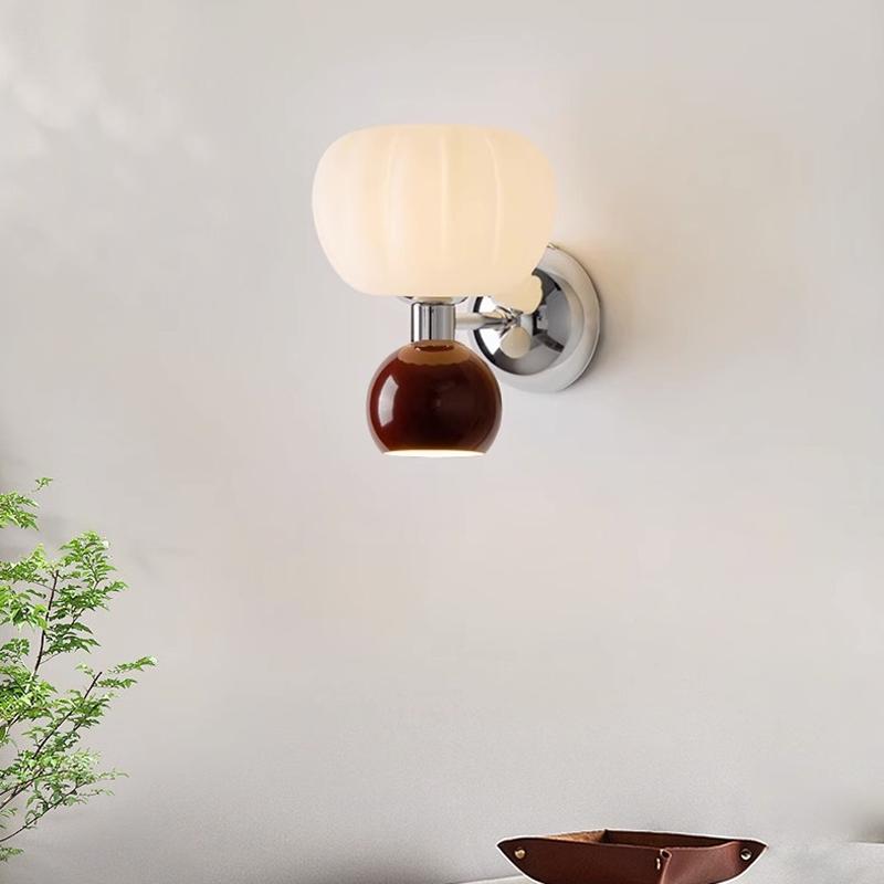 New Nordic Home Decor Wall Lamps Plastic Material Lightings Modern Soft Style Pumpkin Shape Bedroom Lustres