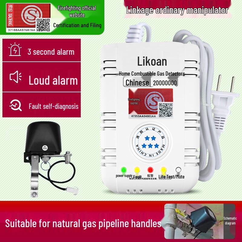 LPG Gas Leak Alarm with Automatic Shut-Off Valve for Restaurants and Hotels