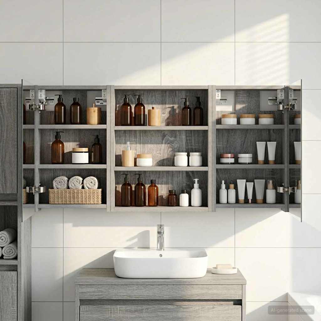 Bathroom Cabinet Set 3 Pcs 100 X 10.5 X 50 Cm Particleboard