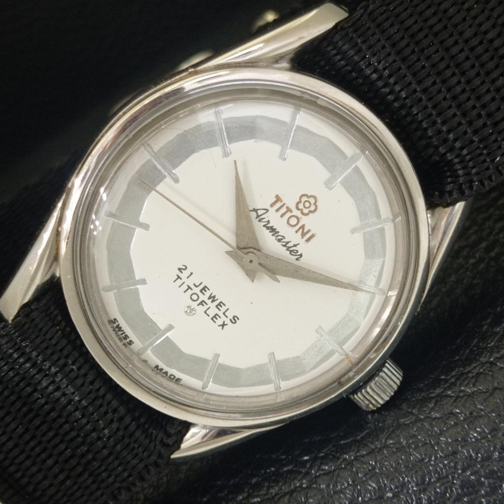 

HAND-WINDING VINTAGE TITONI AIRMASTER TITOFLEX SWISS MENS WHITE WATCH a703215-1 R213a-a703215