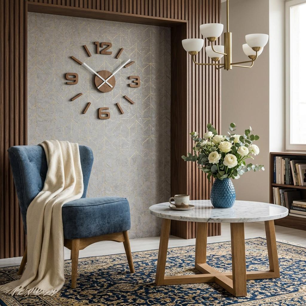 Wooden Oak Wall Clock EKO 75cm