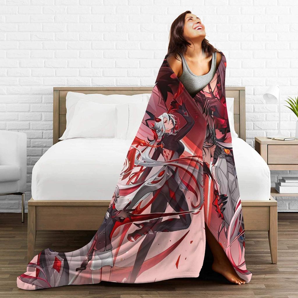 Anime Game Genshin Impact Flannel Blanket Soft Warm Throw Blanket for Living Room Camping Aesthetic Bedspread Sofa Bed Cover