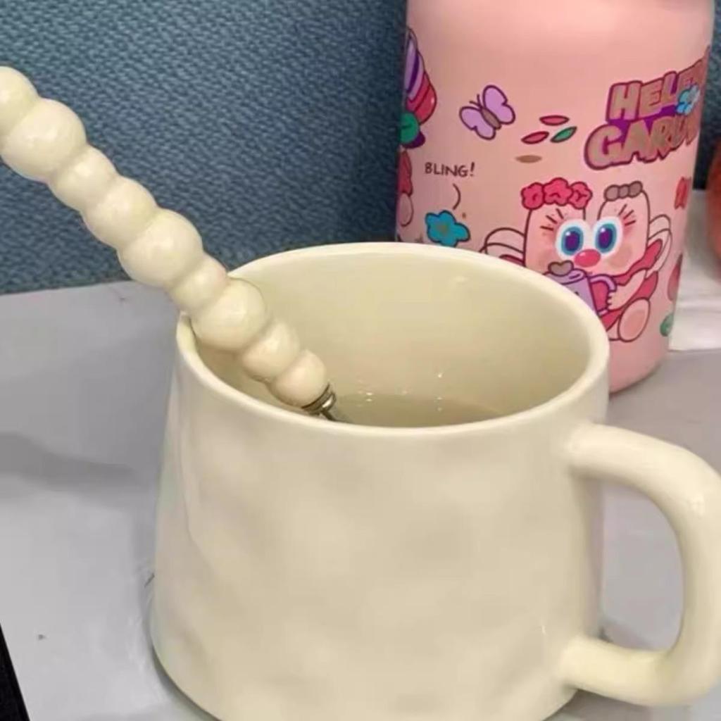 Four-Color Pearl Stainless Steel Soup Spoon with Ceramic Handle - High Value, Stylish Western Dining Spoon for Girls