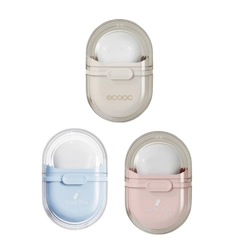 91AD Portable Soap Dish Storage Box with Secure Lid for Travel and Gym Use
