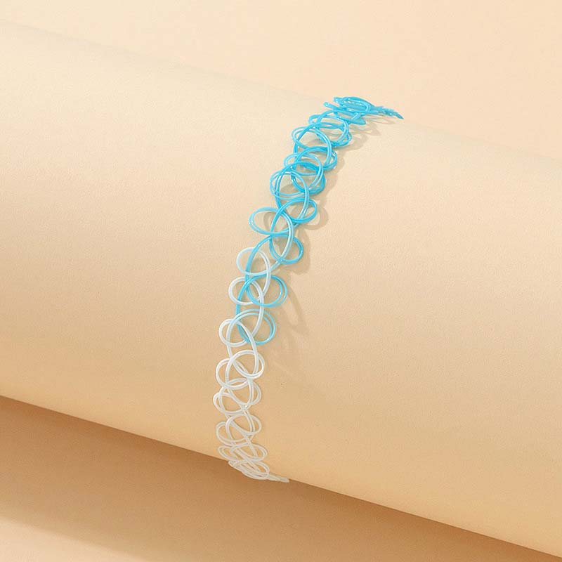 Fashion Colorful Braided Fish Thread Choker Necklace For Women Girls Vintage Elastic Beaded Neck Chain Necklace Jewelry Gifts