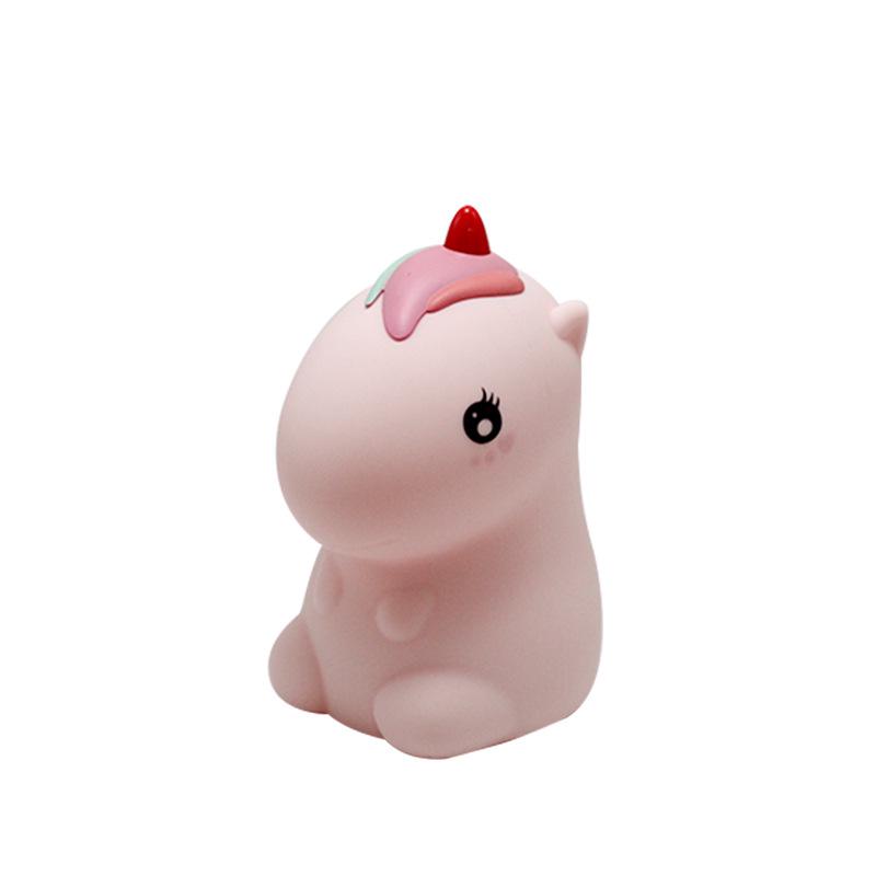 Cute Pink Pony Silicone Night Light: Adjustable Seven-Color Soft Glow for Bedroom or Desk