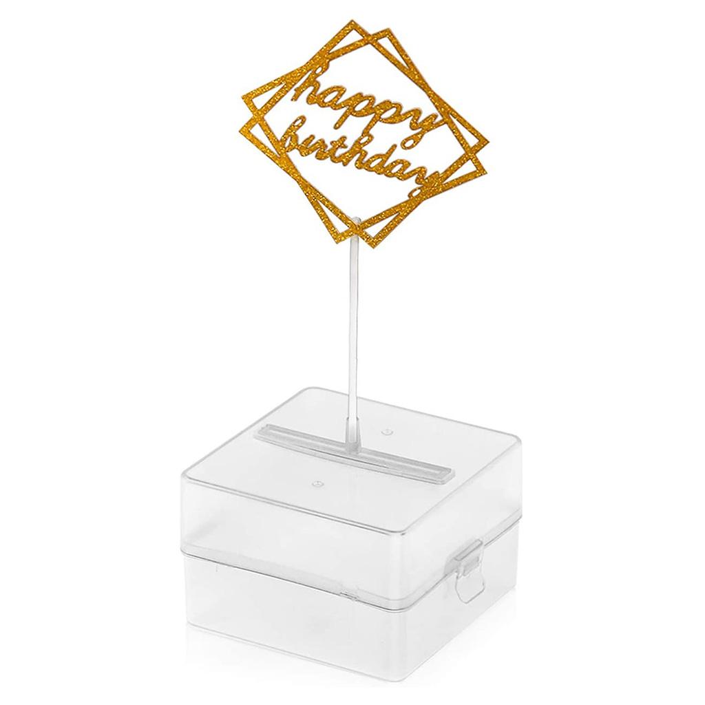 Torta Happy Birthday Cake Toppers Materiale Plastico Scatola Dispenser Torta Soldi