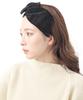 VINGTAINE Velvet Asymmetrical Ribbon Headband with Marbled Turban Hair Cute Wire, Accessory, Gift, H7861-BK