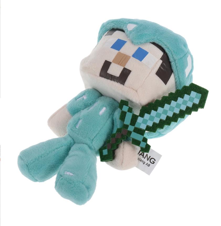 Urocza pluszowa zabawka Minecraft Steve z mieczem dla dzieci, wygodna i urocza, 18 cm