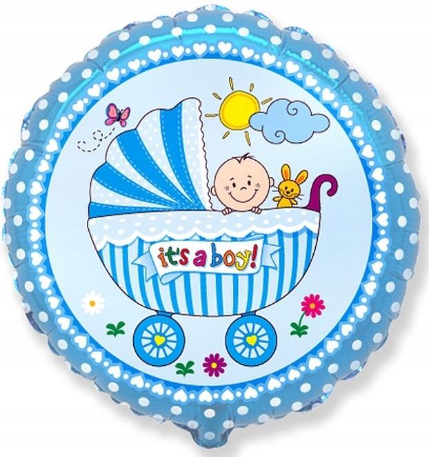 Foil Balloon 18" Fx - Boy' Stroller Blue