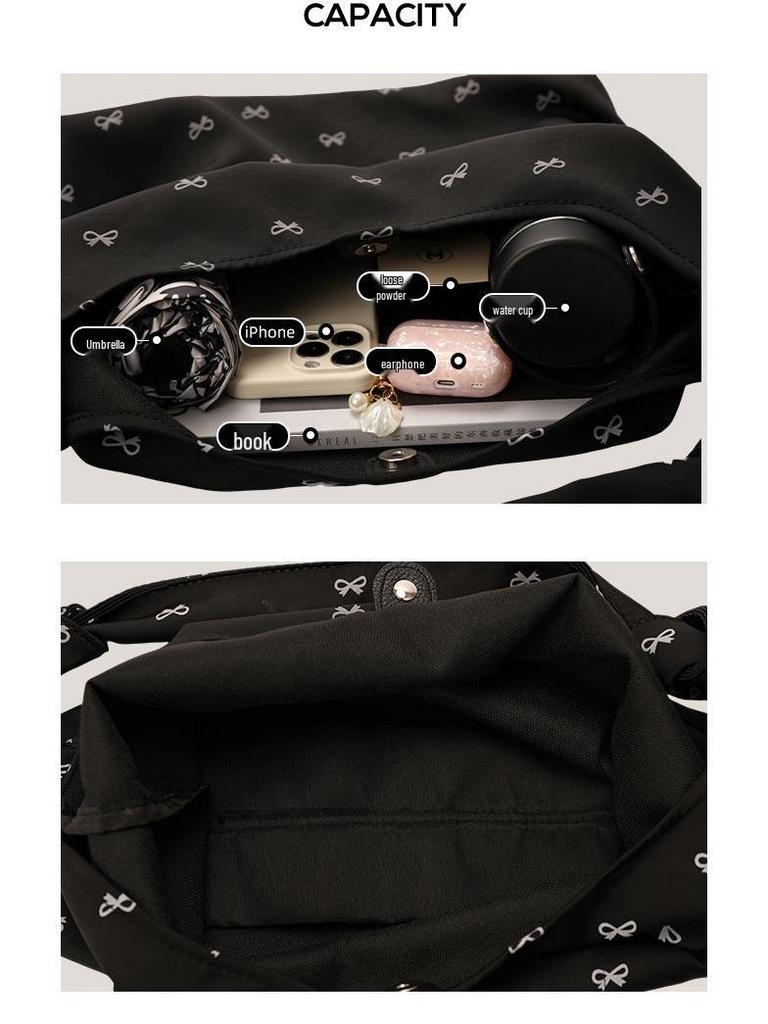 Niche Design Women's Bow Canvas Foldable Tote - 2024 Fashion