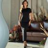 Summer Fashion Round Neck Slim Fit Back Lace Up Long Sleeved Evening Dresses