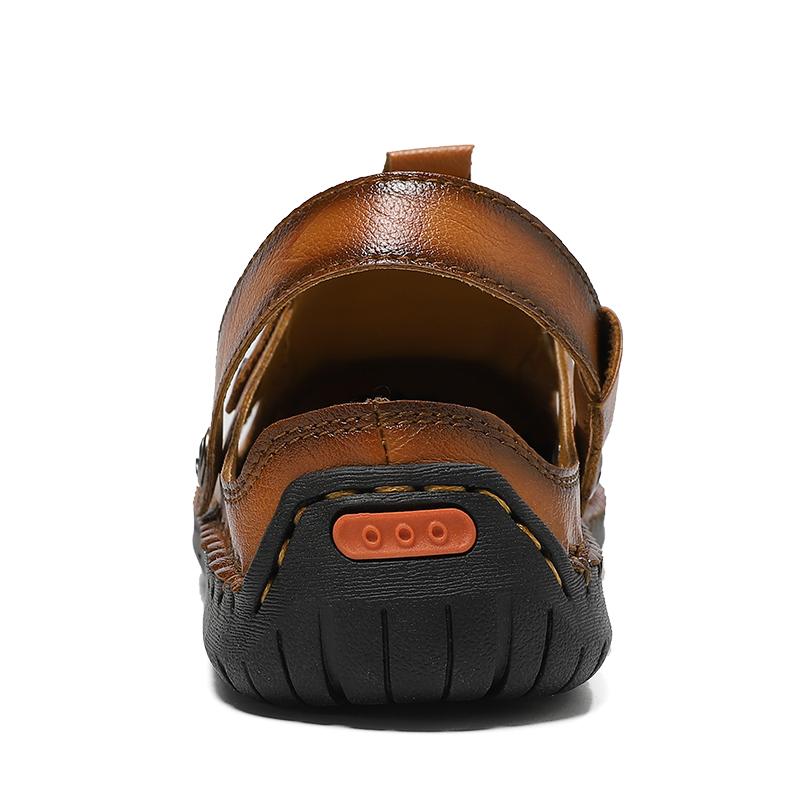 Übergröße Handnähen Herren Leder Ausgeschnitten Strand Sandalen Mokassins Herren Freizeitschuhe