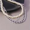 Double Feathers Retro Styles Feathers Necklace Adjustable Chain and Pearls Detail Casual to Formal Wear