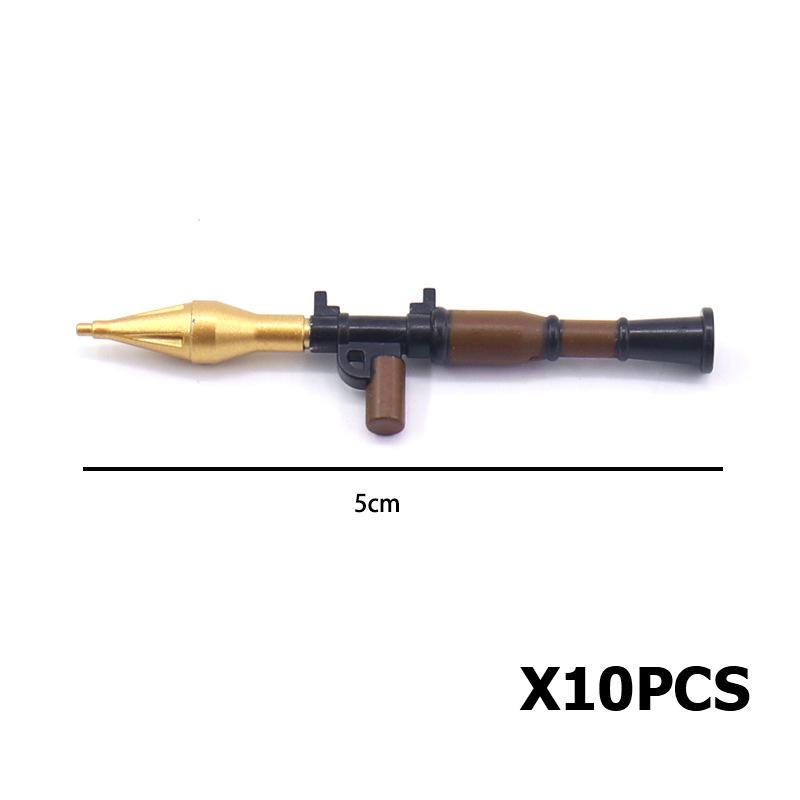 MOC WK2 Militärische Ausrüstung Baustein Set Soldat Waffe Kugel RPG Rakete Waffen Kiste Motorrad Barriere Zaun Ölfass Baustein Spielzeug