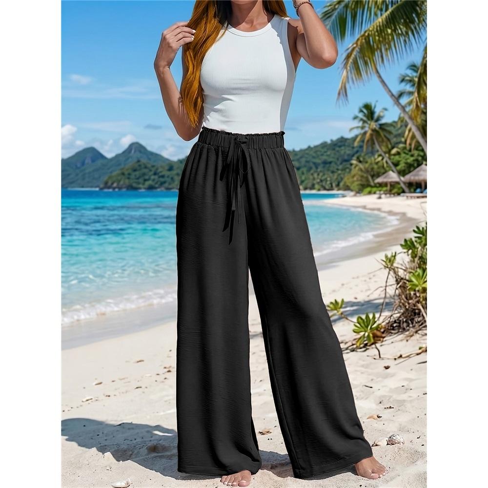 European And American Clothing Wide Leg Pants Casual Style Comfortable Solid Color Women's Trousers
