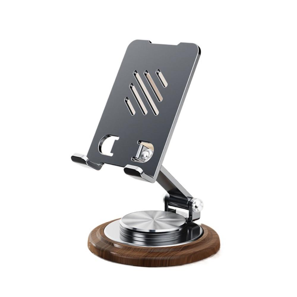 

Professional Walnut Base Phone Holder Folding Metal Tablet Stand Anti Slip Desktop Cell Phone Bracket Home Office