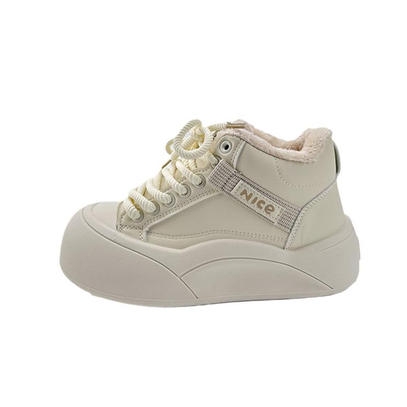 8 high-top velvet thickened cotton shoes for women's winter warm platform bread shoes, ugly and cute design board shoes