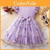 Vestito estivo da principessa per bambina con ricami floreali e tulle