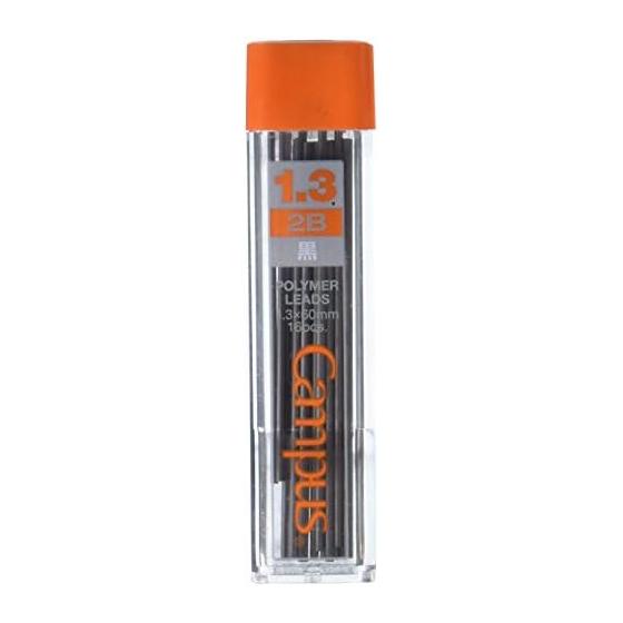 KOKUYO Campus Mechanical Pencil Lead, 1.3mm, 2B, 16 Leads, Polymer Core