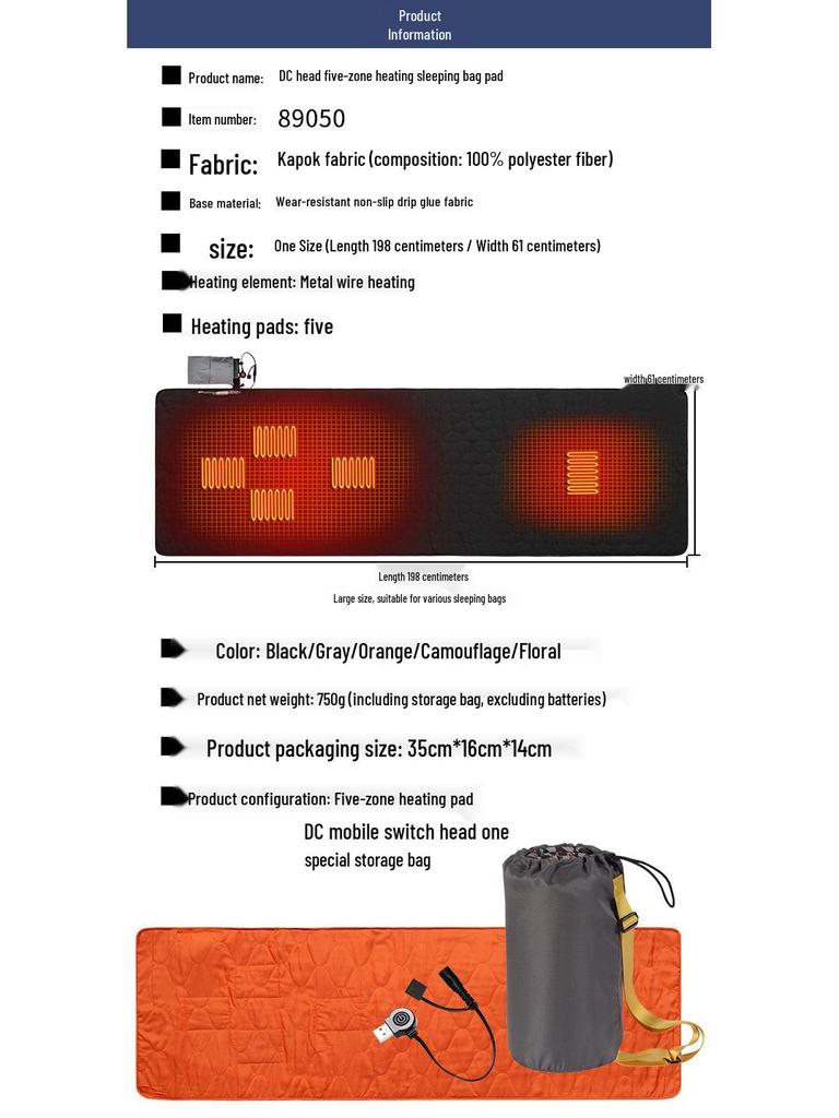 Tragbare USB-Heizmatte für Schlafsäcke für Wintercamping und den Heimgebrauch