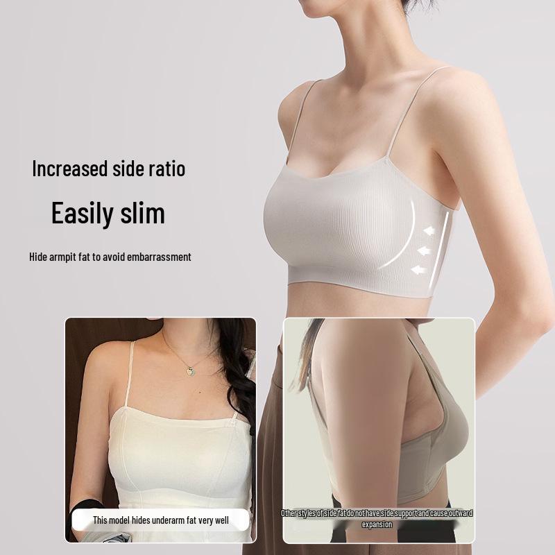 Women's Strapless Integrated Sports Bra Vest - Anti-Exposure, Thin Straps, 2024 Summer Collection