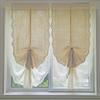 Cotton Linen Balloon Curtain for Living Room Window Vintage Pull-up Curtain Blind Flower Hollow Curtain,1pc