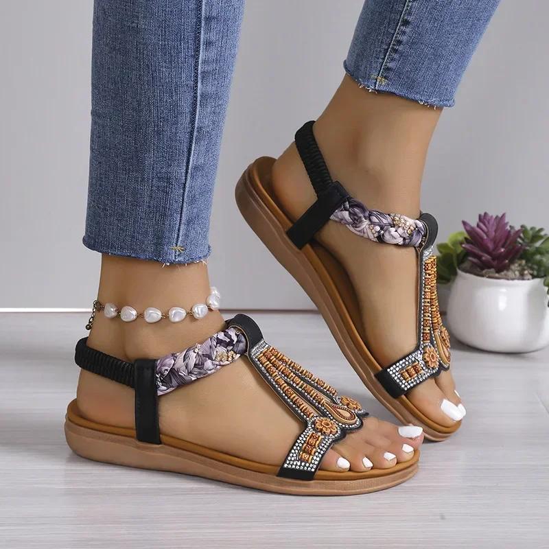 Женские босоножки на танкетке в стиле бохо — фото 4