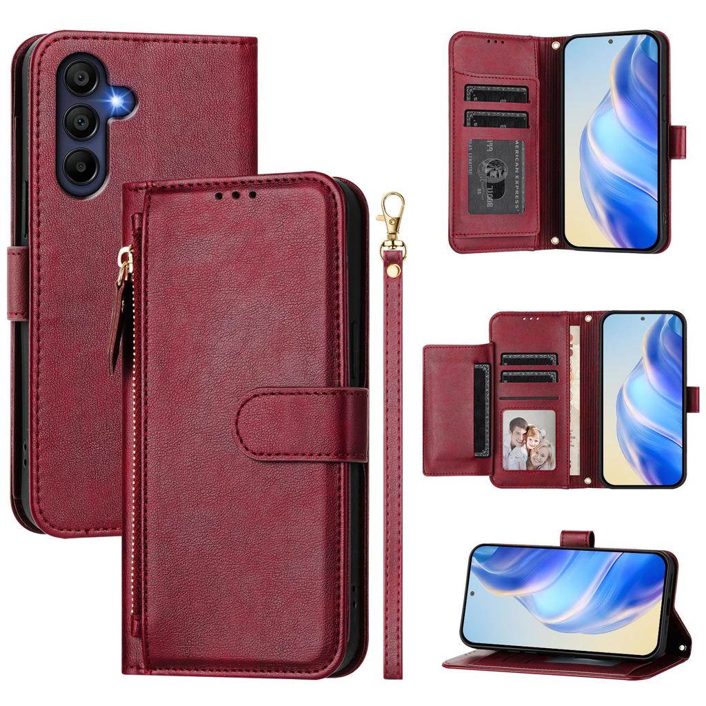 For Samsung Galaxy A26 5G Case Zipper Pocket Multiple Card Slots Leather Phone Cover