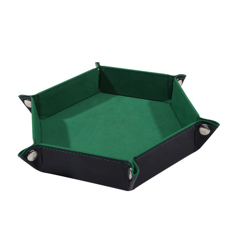 Folding Hexagon Shape Storage Tray For Jewelry/watch/sundries Double Sided Thick PU & Velvet Dice Mat Holder Home Supplies NEW