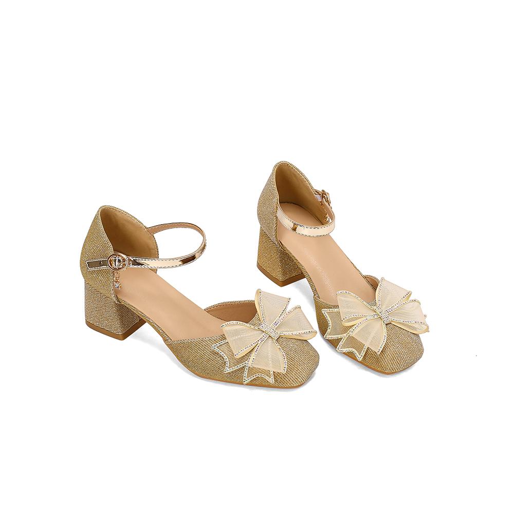 Gold Silber Frauen Sandalen Med Heel Kleine Große größe 33 52