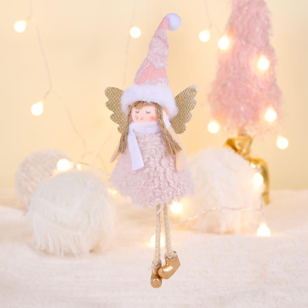 Christmas Angel Decoration, Christmas Velvet Angel Doll Decoration, Holiday Hanging Ornaments With Hat, Suitable For Fireplace, Living Room, Bedroom