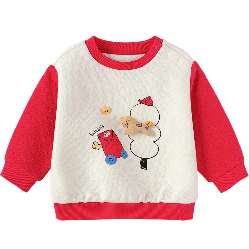 Balabala Baby Unisex Cartoon Cotton Long-Sleeve T-Shirt 90