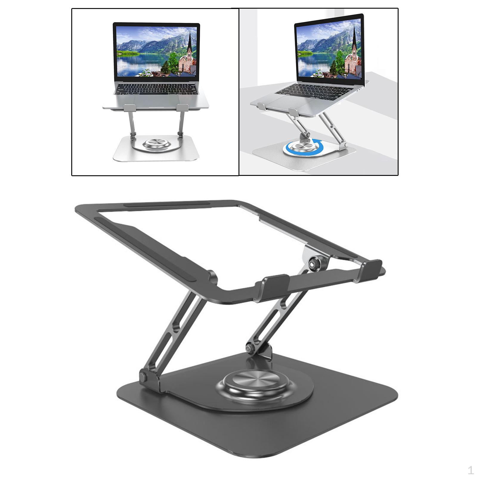 

All Aluminium Laptop Stand, Hollow Design Ergonomic Dissipion Adjustable Universal Riser for чорний