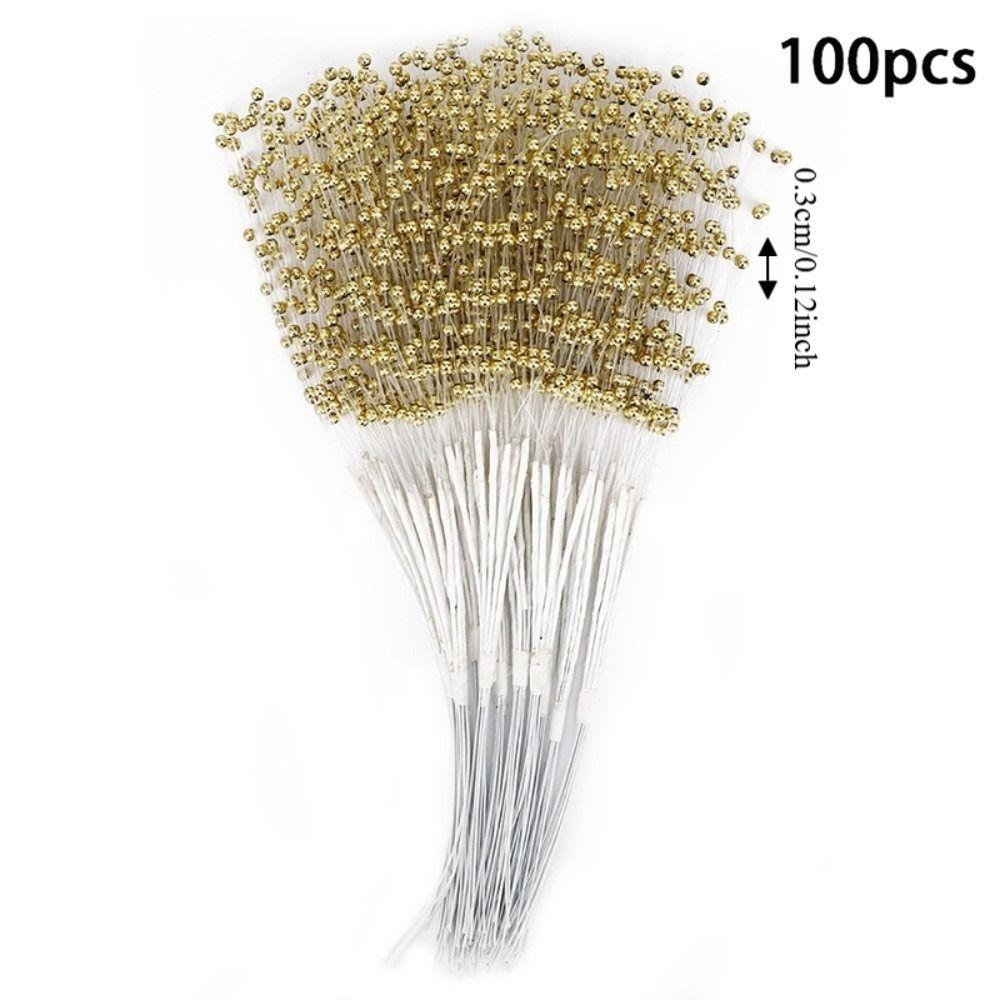 100 szt. Sztuczne Perły Koraliki na Patyczkach 3mm Akcesoria do DIY Dekoracja Sznurek z Koralików Wesele Impreza