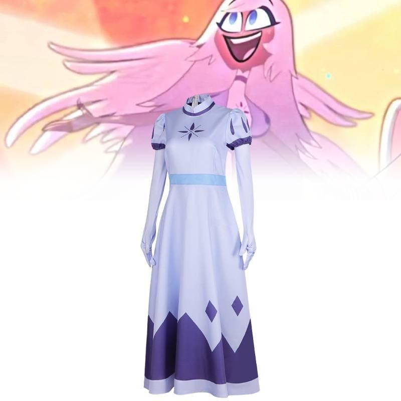 Hazbin Hotel Angel Emily Cosplay Costume Comfortable Polyester Fabric For Halloween