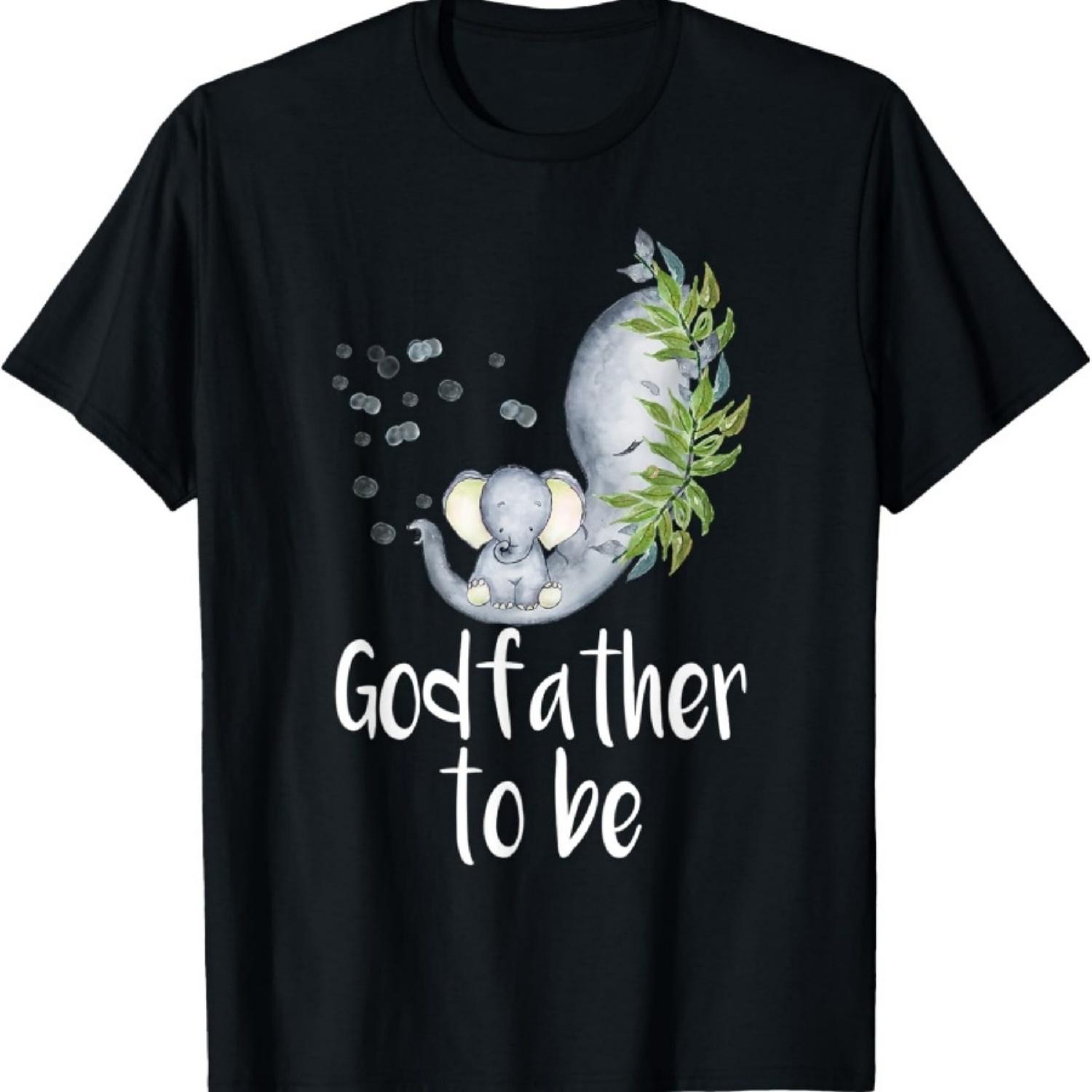 

Mens Godfather To Be Elephant Baby Shower Future Godfather T-Shirt S