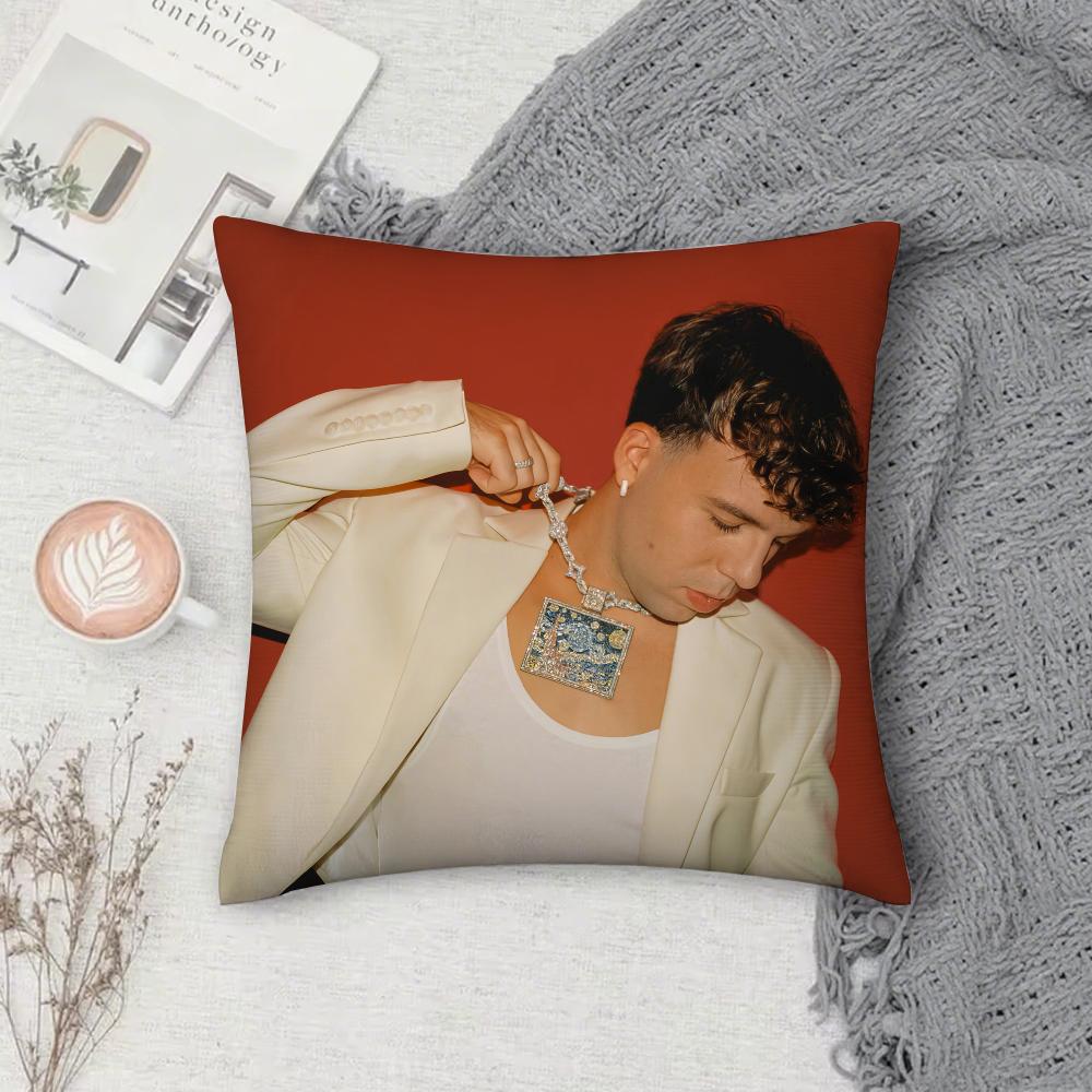 Rapper Q-Quevedo Columbia Album Pillow Case Square Double-Sided Printing Short Plush Sofa Cushion Cover Bedroom Bedside Pillow