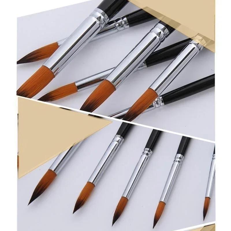 9pcs Long Handle Nylon Watercolor Brush Acrylic Painting Brushes Gouache Pen Pintura Art Supplies Artist Accessories Stationery