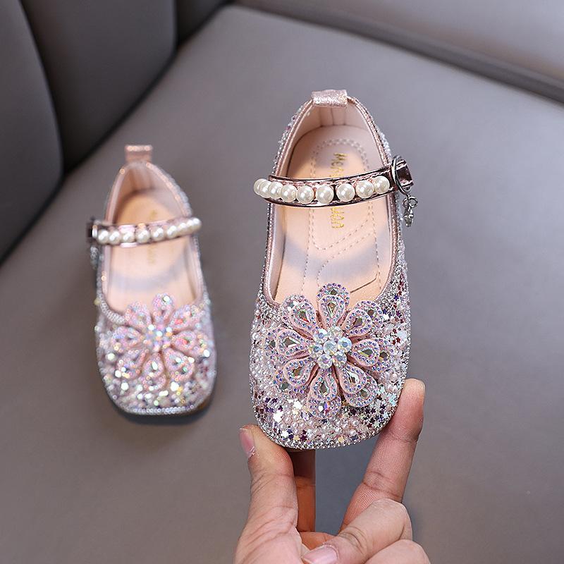 Autumn new style ladylike baby girl children's princess rhinestone single shoes leather shoes dance performance shoes