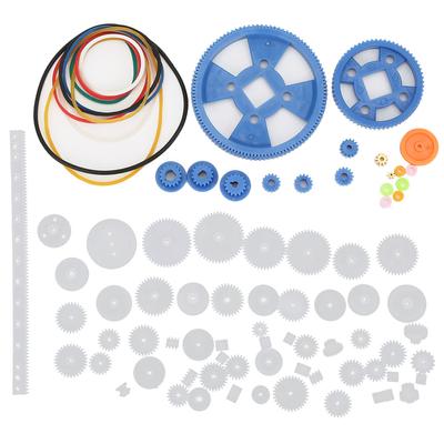 80pcs Gearbox Motor Plastic Gear Belt Pulley Shaft Sleeve Set DIY Robot Scientific Making