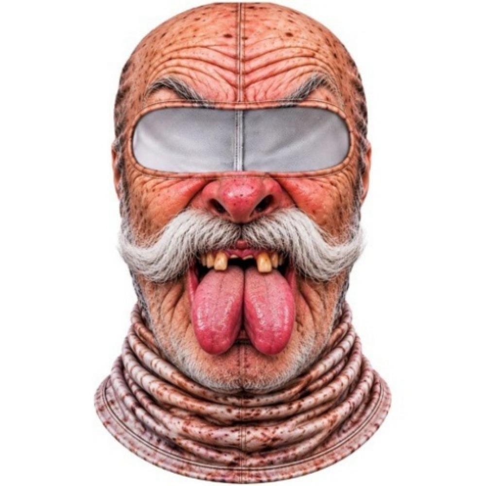 Soft Lightweight Fabric Funny Face Balaclava Breathability Realistic Printed Ski Mask Cycling