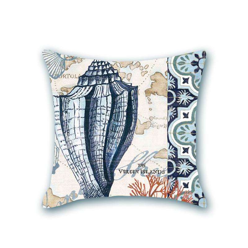 Retro Ocean Series Imitation Super Soft Pillow Cover Octopus Starfish Cushion Sofa Nap Bedside Pillow