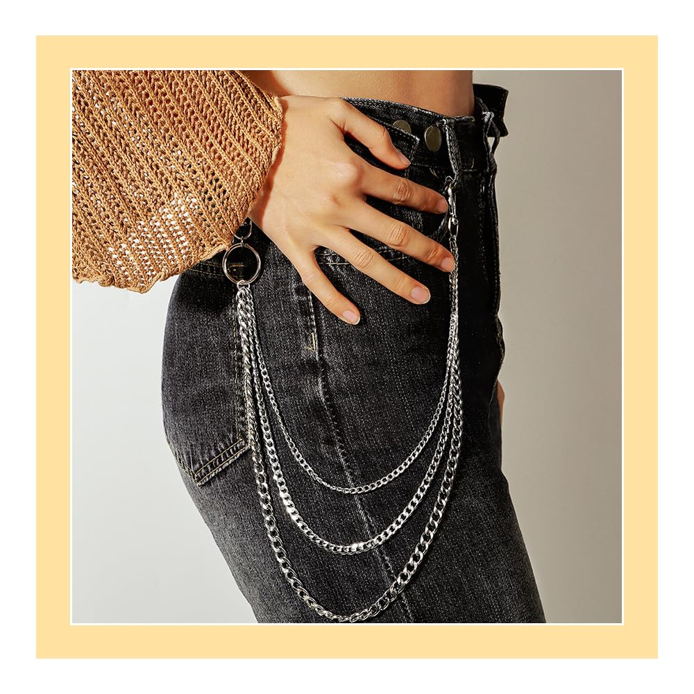 Triple Chain Belt for Hip Hop Dresses - Nikke Hip Hop Jeans (Silver)