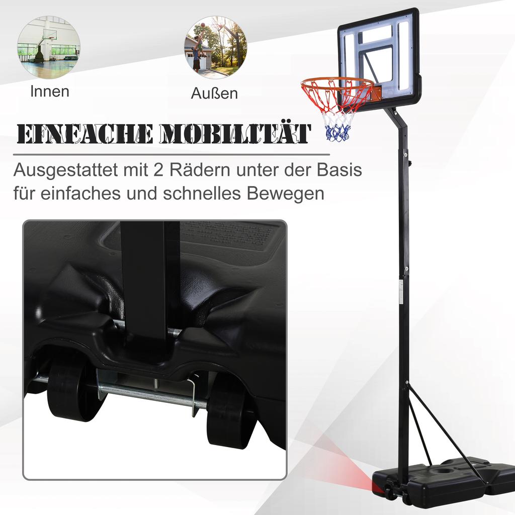 Portable 10ft Basketball Backboard Hoop Set Professional Outdoor Freestanding Basketball Stand with Wheels for Adults and Children