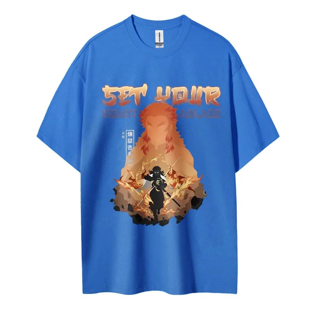 

Demon Slayer Kimetsu No Yaiba Cotton Unisex Round Neck Anime TShirt Mens and Womens Summer Fashion Breathable Street TShirt 4XL